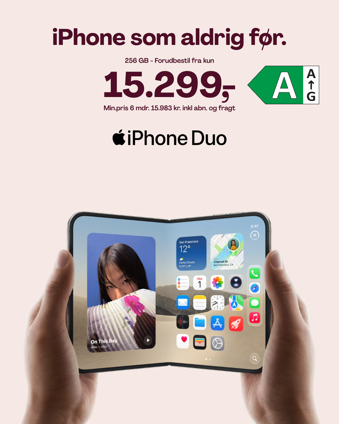 iPhone Duo, 256 GB. Forudbestil fra kun 15.299 kr. Min.pris 6 mdr. 15.983 kr. inkl. abn. og fragt